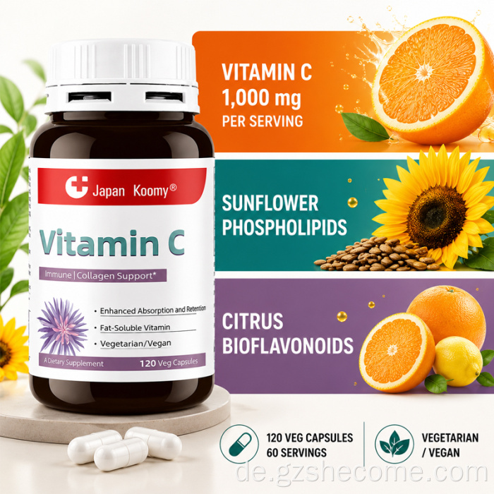 Shecome Vitamin C-Kapseln unterstützen das Immunsystem